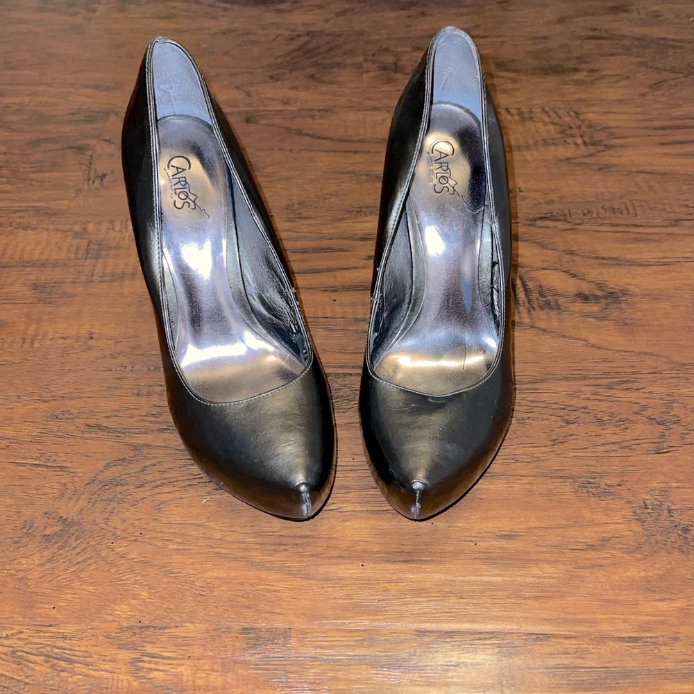 Carlos Santana metallic grey stiletto heels
